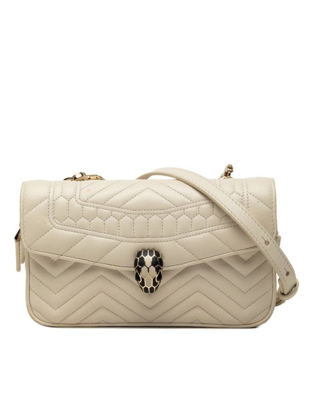 Bvlgari Serpenti Forever Crossbody Shoulder Bag 2-Way White Leather